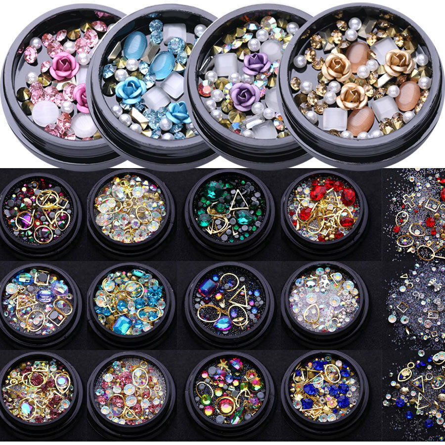 Rose Kristall Nagel Glitzer Straßsteine Jewelry Gems Mix 3d Nail Decoration